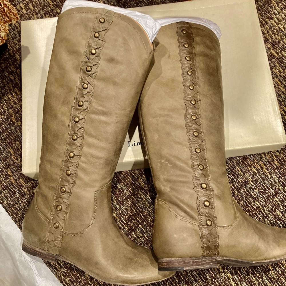 NWB Mia Limited Edition Lea  Military Green Leather Knee High Boots